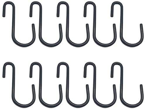 LfrXtra S-förmige Haken mit schwarzer Beschichtung, für Zuhause, Aufbewahrung, Metall-Kleiderbügel, Aufbewahrungshalter zum Aufhängen von Pflanzen, Handtüchern, Küchen, 10 Stück