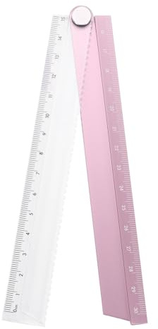 QUARKZMAN Regla Recta Plegable 30cm Métrica Aleación De Aluminio Transportador Plegable Regla Angular Herramienta De Medición Geométrica Para Arquitectos Artistas Oficina, Rosa