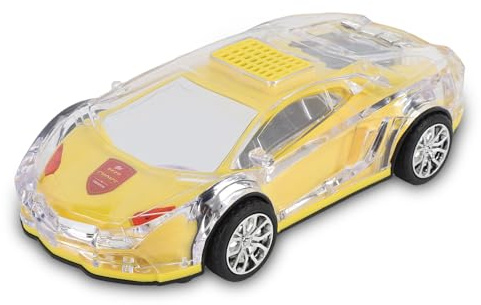 Garsent Conférencier Bluetooth de Voiture, Haut-Parleur Bluetooth Rétro avec Lumières LED, 8,7 Pouces USB Rechargeable Replique de Voiture pour Cadeaux d'anniversaire Jaune