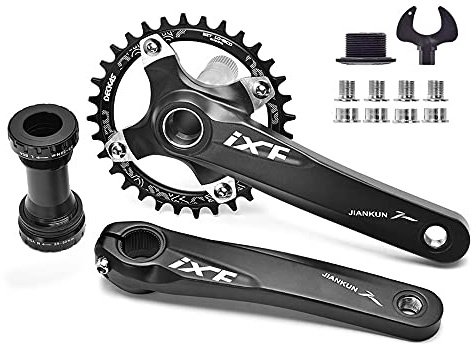 Ykpoo IXF Aluminum MTB Road Bike Bicycle Crank Set Bottom Bracket BB 170mm BCD 104mm 32T/34T/36T/38T Chainring +Crank + BB