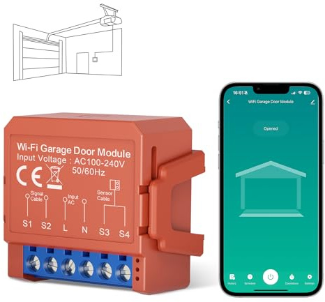 Smart WiFi Garage Door Opener Module for Converting Your Garage Doors, Compatible with Alexa, Google Home Voice Control and Smart Life App Remote Control [No Hub Required]