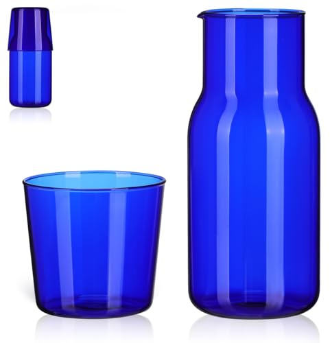 Warmhm High Borosilicate Glass Water Bottle and Water Cup Set Drinking Tools for Home Office Hotel Cold Beverage Pitcher for Tea Juice Picnics Parties Family Gatherings