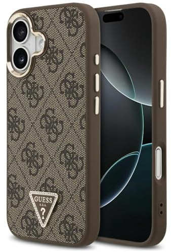 CG MOBILE Guess 4G-Dreieck-Logo kompatibel mit MagSafe Hülle für iPhone 17 (Braun/Gold)