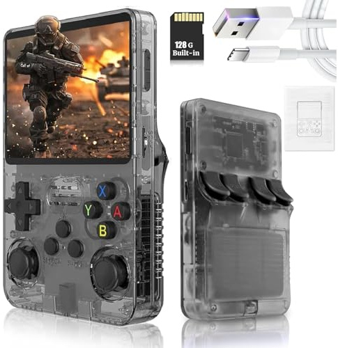 R36S Console Di Gioco Portatile Retrò 20.000 Videogiochi Classici Integrati-Sistema Linux IPS Schermo Da 3,5 -Batteria Ricaricabile-Console Di Gioco Portatile-Black||128G