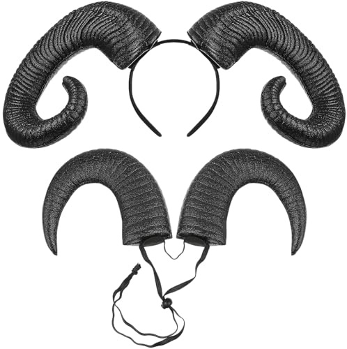 FESTFENDS Halloween Hårband med Oxhorn Hållbar och Bekväm Design för Fest och Svart Unisex Accessoar Lätt att Förvara och Bort Present