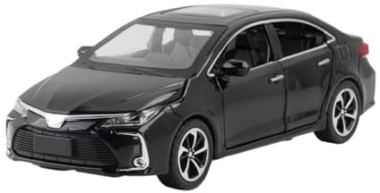 Modello di auto in scala 1:32 per Toyota per Corolla, realistico ornamento in metallo, giocattolo in lega con suono e luci (batterie non incluse)(Black)