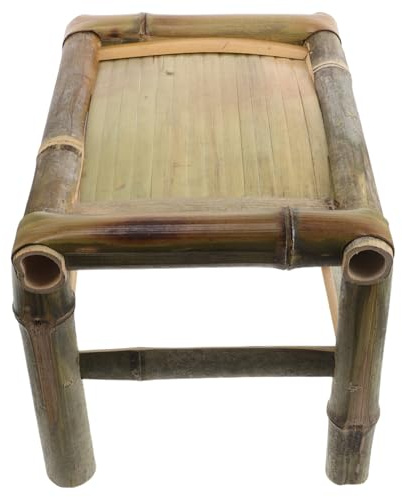BESPORTBLE Handgefertigter Bambus Fußhocker mit Atmungsaktivem Material Vielseitig Einsetzbar Klassisches Vintage Design für Zuhause und Büro