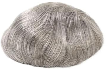 QRSTUVXZY Peluca para Hombres Prótesis capilar Masculina de Piel sintética y monofilamento Transpirable Gris n.° 580, Sistema de peluquín Liso for Hombre.