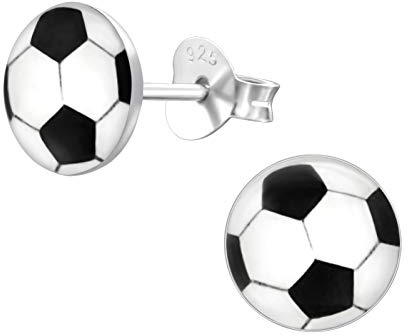 Bungsa Fussball Kinder-Ohrstecker .925 Sterling Silber Dortmund München (Ohrringe Echtschmuck Studs Ohrschmuck Jungs Mädchen)