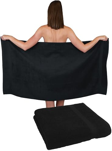 Betz Duschhandduk Premium – stor frottéduschhandduk 70 x 140 cm tillverkad av 100 % bomull – absorberande och mjuk – högkvalitativ, lättskött handduk för kvinnor och män färg svart