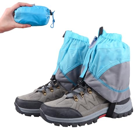 TRIWONDER Unisex Wasserdichte Gamaschen, Leicht Trail Gaiters, Niedrig Gaiter für Wandern, Klettern, jagd (1 Paar) (blau & grau)