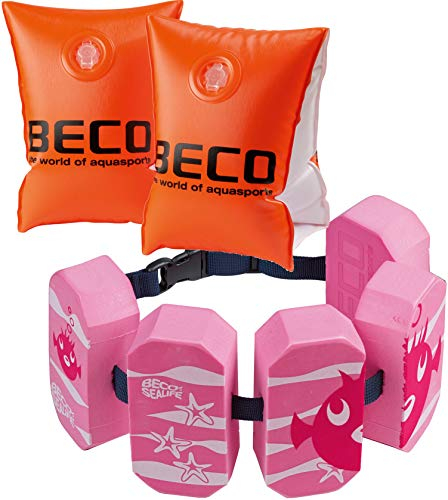 Beco 09703 Schwimmhilfen Doppelkammersystem, Körpergewicht 15 bis 30 kg (+ Schwimmgürtel pink)