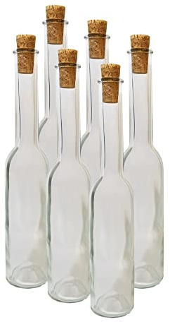 DIAH DO IT AT HOME 6x 200ml Clear Glass Bottles with Cork Stoppers - Empty Decorative Flasks for Homemade Liqueur, Schnapps, Olive Oil, Vinegar, Syrups & DIY Wedding Favors