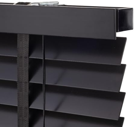 Holz Jalousie 50mm - Schwarz - 90 cm x 175 cm - Fenster und Tür Jalousie - Holz-Jalousie