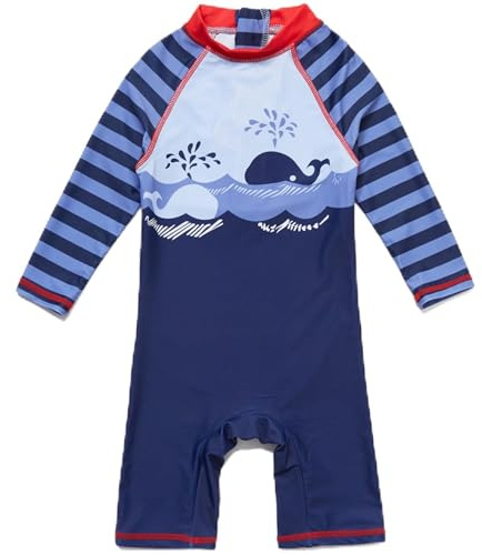 BONVERANO Traje baño bebé protección Solar UPF 50+ Cierre Cremallera (Ballena, 3-6 Meses)