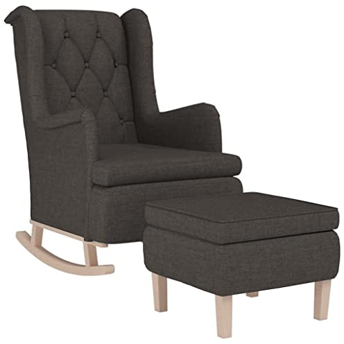 vidaXL Schaukelsessel mit Hocker Dunkelgrau Stoff