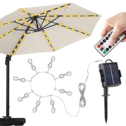 JINGLING Parasol suspendu avec 104 LED solaires - 8 luminosité - Le parapluie décoratif pour l'extérieur résiste à toutes les conditions météorologiques, y compris, Attribut unique, 1