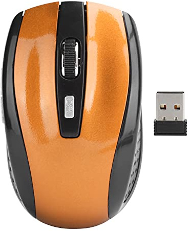 Ratón inalámbrico óptico inalámbrico de 2,4 GHz con Receptor USB 1600 dpi Silent Gaming Ratones para Ordenador portátil, PC, Mac OS, ME, XP (Naranja)