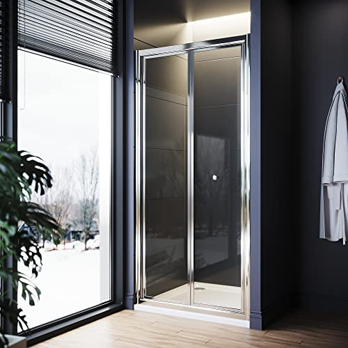 ELEGANT 1000mm New Bifold Shower Enclosure with Magnetic Reversible Folding Shower Cubicle Door - Easy to Install