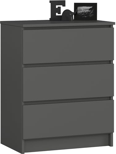 AKORD | Schubladenkommode | Nachttisch | Komodenschrank | Ideal für kleine Gegenstände | Rollcontainer | Laminatplatte | Langlebig | Elegantes Design | Graphitgrau