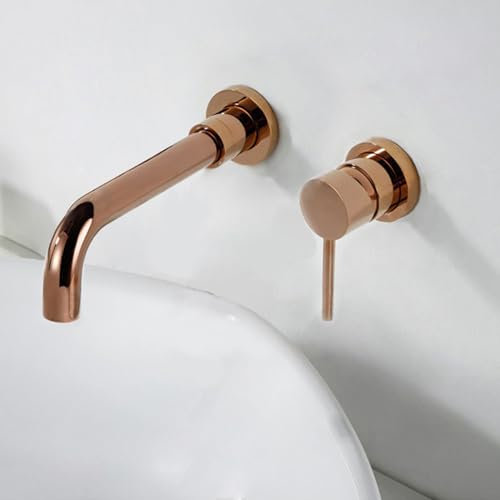 XJTNLB Bathroom Mixer Tap Concealed Wall Mounted Bathroom Basin Sink Mixer Taps 360° Rotatable Rose Gold