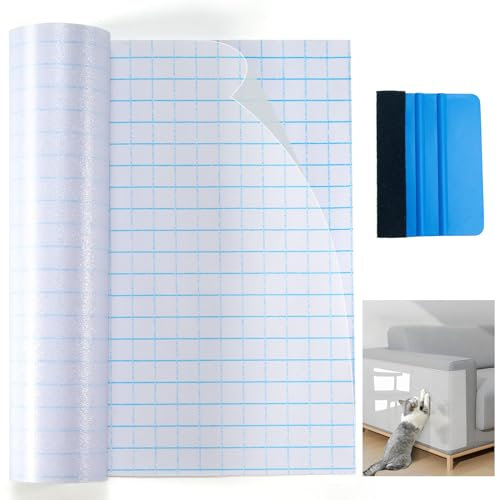 Kratzschutz Katze Tape 5M, Transparent Kratzschutz Sofa Katze Pad Hunde Kratzschutz für Türen Anti Kratz Zuschneidbar Folie für Katzenfür Möbel Couch Tür Wand Kratzabwehr (21cm x 5m)