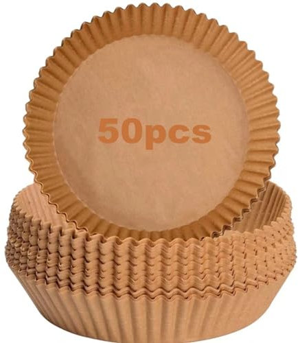 Eleutheromania 50 pezzi di carta da forno, antiaderente impermeabile resistente all'olio carta da forno per friggitrice ad aria, forno a microonde, forno a vapore (50 Arrotondato)