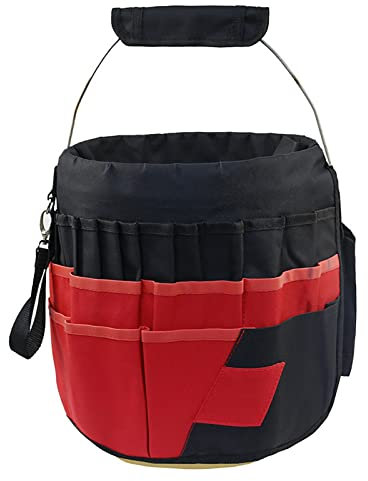 Tasche für Gartengeräte Gartenwerkzeug-Set, Taschen-Organizer, Eimer-Werkzeug-Organizer (Farbe : Red, Size : 45.5x30cm)