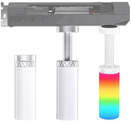 YOUNLEN Soporte Tarjeta Grafica GPU Soporte Tarjeta De Video GPU Holder Soporte para Tarjeta gráfica de aleación de Aluminio Ajustable Efecto de luz ARGB Blanco (49mm-82mm)