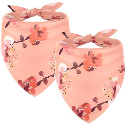 Hundehalstücher mit rosa Blumenmuster, waschbar, Dreieck-Lätzchen, Halstuch für kleine, mittelgroße und große Hunde, Katzen, Haustiere, 2 Stück