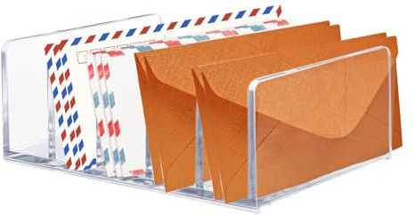 LELE LIFE Acryl-Post-Organizer für den Schreibtisch, 5 Fächer, dicker, transparenter Briefsortierer, Arbeitsplatte, moderner Schreibtisch-Organizer für Umschläge, Rechnungen (1 Stück)