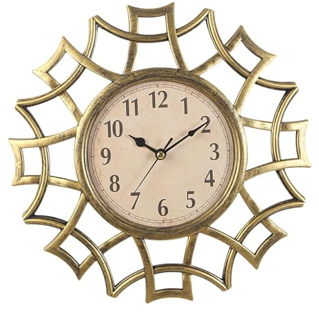 Sharplace Wanduhr im Retro-Design, 25,4 cm, stilvoll, stummes antikes Design, Wanduhr zum Aufhängen im Wohnzimmer für die Dekoration von Restaurants und Küchen, Gold