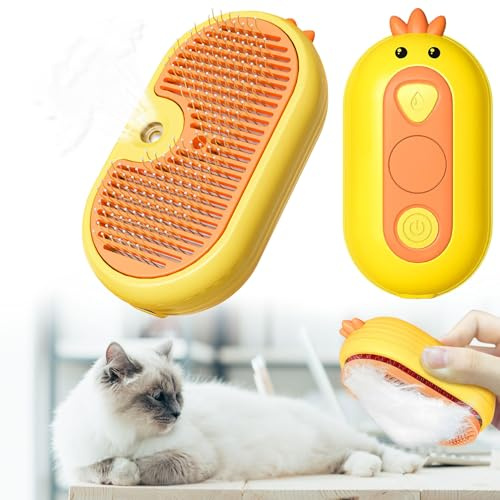 Idota 3-In-1 Katzenbürste mit Dampf für Katzen und Hunde, Katzenbürste Hundebürste Dampfbürste mit Spray Steamy Cat Brush Selbstreinigender für Haustierpflege