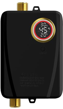 Mini Electric Water Heater,3000W Tankless Instant Hot Water Heater Boiler with LCD Display, Undersink Tankless Water Heater Point-of use,On Demand Endless Hot Water Heater Heats Water to 55℃ (Black)