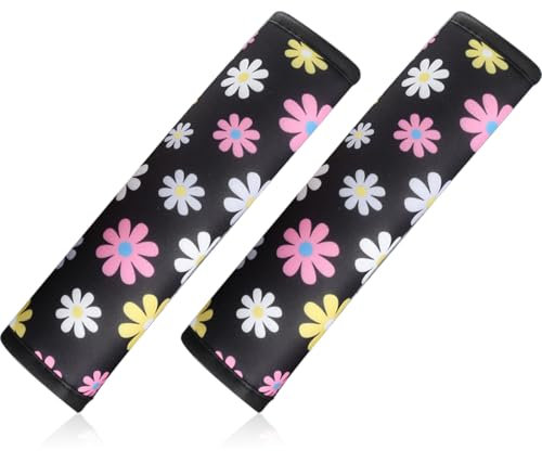EYVRPAU Juego de 2 fundas para los hombros, cómodas almohadillas para el cinturón de seguridad para mayor comodidad en la carretera, funda para el coche, estampado de flores