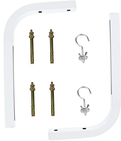 Projector Screen Wall Mount Holder L-bracket White Iron 2pcs | Hook Support for Projector Screens and Manual Projector Screens, Secure Mounting for Wood Walls