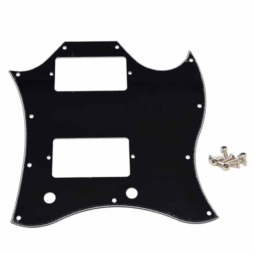 SHENGSUI Schwarze 3-lagige SG-Vollgesichts-Gitarren-Kratzplatte, kompatibel mit SG-Standard-Gitarren-Pickguard