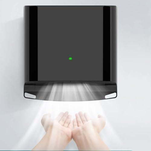 Asciugamani Automatico A Induzione, Asciugamani Elettrico per Il Bagno da 1250 W, con velocità del Vento di 80 M/S, Calda E Fredda Regolabili,Nero
