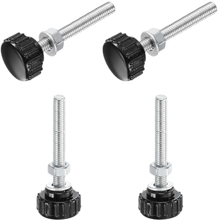 QUARKZMAN 4 Set Manopole A Zigrino Filettatura Metrica M5 x 40mm Maschio | Testa In Plastica Da 18mm, Perno In Acciaio Al Carbonio Zincato, Manopole Di Serraggio, Con Dadi E Rondelle