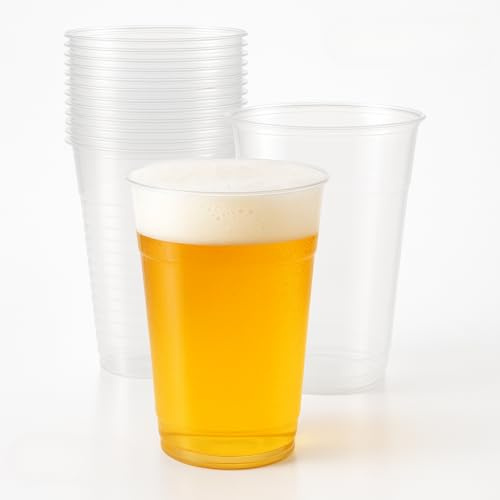50× 660ml Plastic Pint Glasses | CE Marked | Reusable, Strong & Crack-Resistant | Perfect for Parties, BBQs, Events & Festivals | Food-Grade Clear Pint Cups
