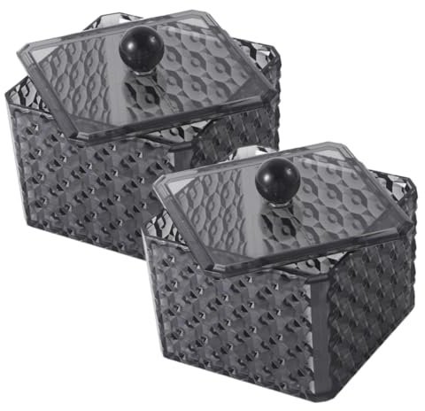 Alipis 2piezas Porta Discos De Algodón y Dispensador De Hisopos Organizador De Tocador Transparente