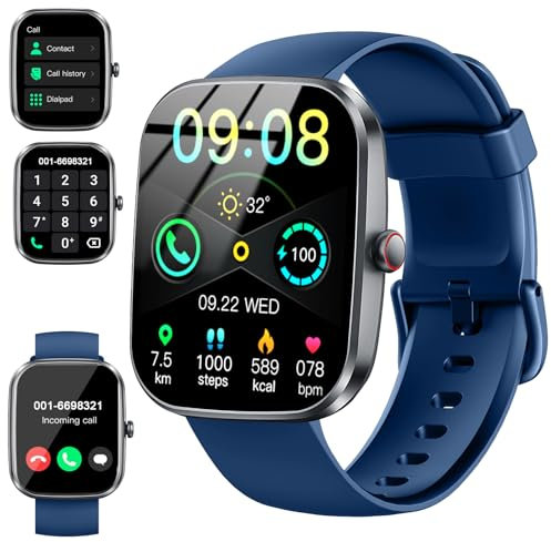 Smartwatch Herren Damen, 1.91'' Zoll HD Smart Watch mit Bluetooth Anrufe, Fitness Tracker mit 110+ Sportmodi, Herzfrequenz SpO2 Schlafmonitor Schrittzähler, IP68 Wasserdicht Fitnessuhr für Android iOS
