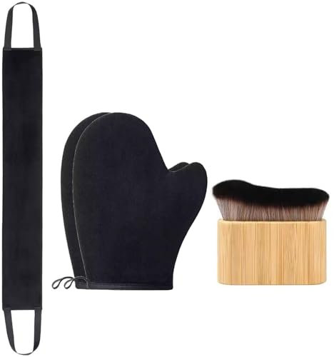 BelleVive 3-in-1-Selbstbräunungshandschuhe, Selbstbräunungshandschuh-Applikator-Set, Selbstbräunungspinsel für Selbstbräunungsbürste, Rückenbräunungsapplikator, Bräunungshandschuh