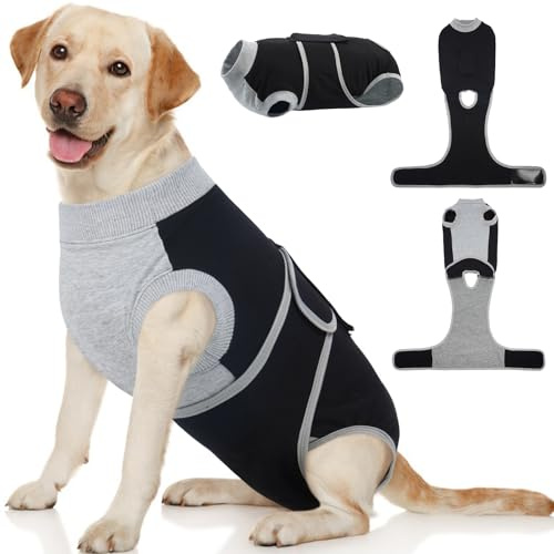 Kuoser Hundebody Nach Op Hündin, OP Body Hund Kastration Rüde, Schwarz XL | Hundebody Nach Kastration für Rüde & Hündin, Body für Hunde Nach Op, Atmungsaktiv & Weich, E-Halsband Alternative