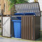 YODOLLA Cache Poubelle Exterieur en Métal, Abri pour 2 Poubelles 240L, Rangement Exterieur pour Outils,Vélo Enfant,150 x 80 x 117.6cm(Brun)
