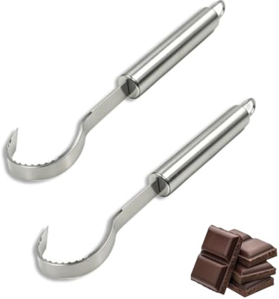 Cyrank 2PCS Chocolate Grater, Chocolate Shaver Stainless Steel Butter Knife Cheese Grater Long Handle Cheese Scraper Butter Shaver Cutter Tool for Cake Decorations Baking Utensils