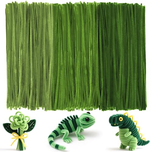 Ainiv 300PZ Scovolini Glitter per Lavoretti, Strisce Pulisci Tubi Pipe, Bastoncini Decorativi in Ciniglia, Scovolini per Artigianato, per Artigianato DIY Decorazione di Progetti Artistici, Serie Verde