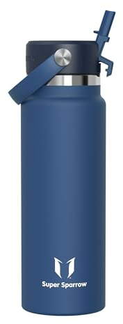 Sparrow Borraccia Termica 500ml/750ml/1L - Borracce Bambini con Cannuccia | Bottiglia Senza BPA & Perdite, Lavastoviglie, Caldo & Freddo, Scuola,Sport,Viaggio - SwivelSip Borraccia Tappo Flex Cannuccia