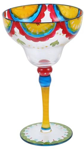 LABRIMP Copa De Margarita Pintada De Cristal Decorativa Para Cócteles Vaso De Vidrio Para Fiesta Diseño Colorido Fácil De Limpiar Adecuado Para Bebidas Frías 1 Pieza