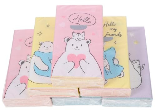 COLLBATH 12 Stück-pack Bedruckte Papierservietten Pulpe Tragbare Bunte Cartoon Servietten Mit Starker Wasseraufnahme Dekorative Einweg Servietten Für Feiern Und Alltag